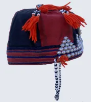 780 Red Dao Traditional Boys Cap with Cowrie Shells
